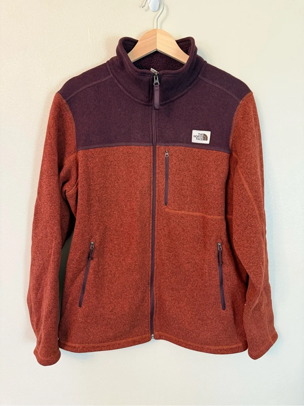 The North Face Gordon Lyons Full Zip Fleece Sweater Jacket Brandywine Orange L